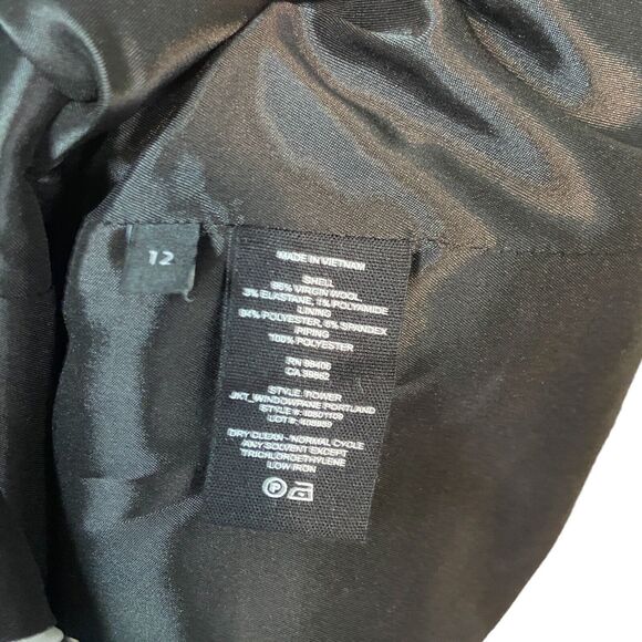 Theory Power Portland Windowpane Plaid Double-Breasted Wool Blazer Size 12 - Picture 9 of 9